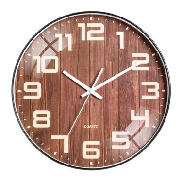 Imagem de Relógio de parede Wood Grain Round Silent Non-Ticking 30cm - yiweisai