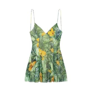 Imagem de Vestido Feminino De Verão Com Decote V E Costas Abertas Em Seda E Tule