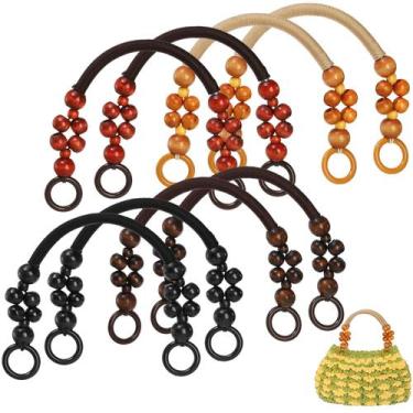 Imagem de Bolsa Jucoan de 8 peças com miçangas de madeira com alças de corda de 