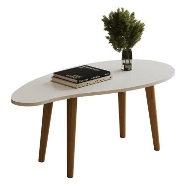 Imagem de Mesa de Centro Orgânica Oval G7005 Pés de Madeira Maciça