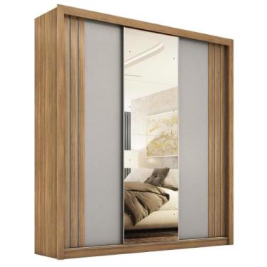 Imagem de Guarda Roupas Casal com Espelho 3 Portas de Correr 2 Gavetas Moema Fle