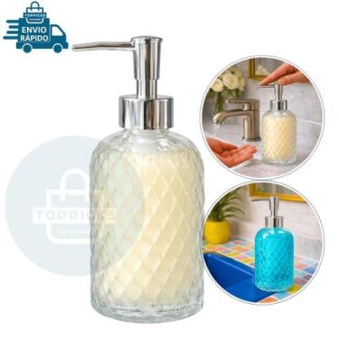 Imagem de Dispenser Porta Sabonete Líquido Vidro 350 ML Losango Relevo - Lyor