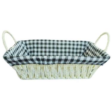 Imagem de Cesta Retangular Para Pães 27x20cm Metal com Tecido Xadrez Sortido Fib