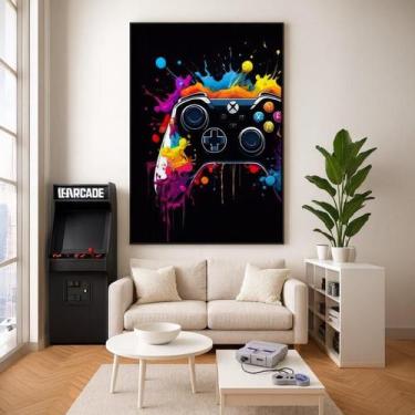 Imagem de Quadro Canvas Gamer Manete 90X60Cm Mold Branca - Quadros On-Line