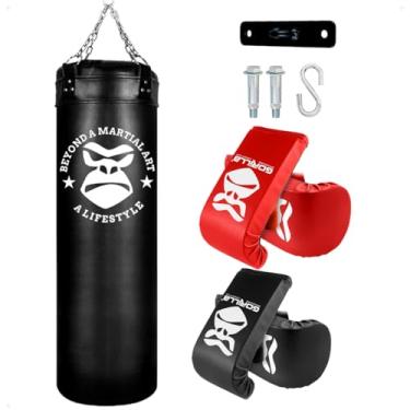 Imagem de Saco de Boxe com Suporte 120cm + 02 Luvas de Muaythai - Luva Bate Saco + Suporte de Teto Chumbador Parabolt - Gorilla