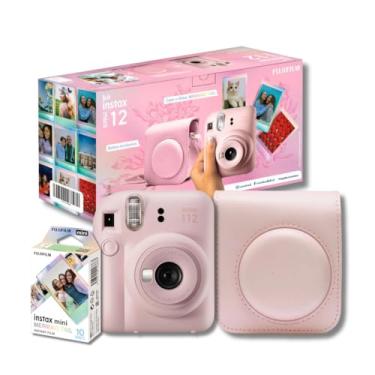 Imagem de Kit Câmera Instax Mini 12 com pack 10 fotos Spray Art e Bolsa Rosa Gloss