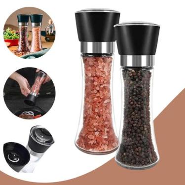 Imagem de Moedor Triturador de Temperos 200ml Vidro Transparente Tampa Colorida 