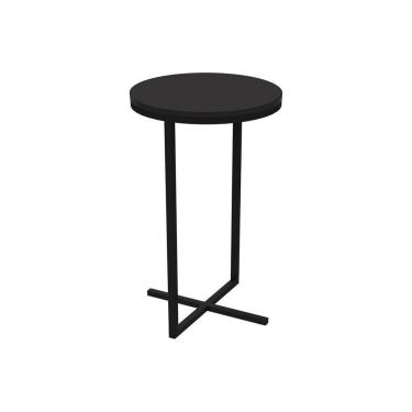 Imagem de Mesa Lateral Alta Volpi Preto Base Metálica Industrial 56cm