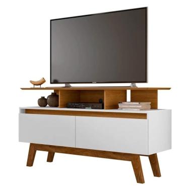 Imagem de Rack Bancada Para Até 50 Pol. 2 Portas Rubi Cinamomo/branco - Bechara