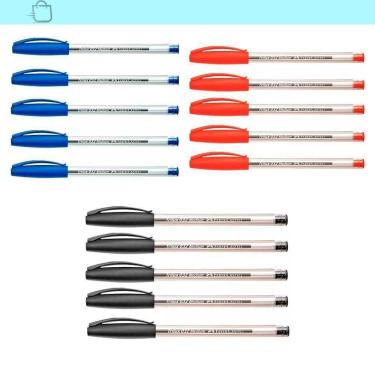 Imagem de Kit 15 Canetas Azul Vermelha Preta Faber-Castell