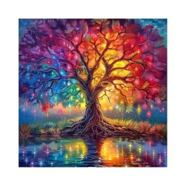 Imagem de Pintura Em Mosaico De Diamante Com Árvore, Paisagem Abstrata, DIY, Bor