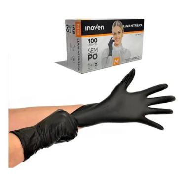 Imagem de Luva Nitrílica Descartável Preta Sem Pó Estética, Tattoo, Manipulação 