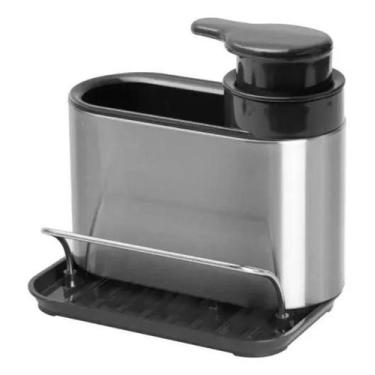 Imagem de Organizador De Pia Com Dispenser Em Aço Inox 3 Em 1 Sabão, Detergente 