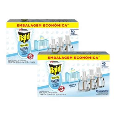 Imagem de Kit 2 Repelente Raid Elétrico 45 Noites Raid Family 3 Refis