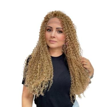 Imagem de Peruca Cacheada Front Lace Fio Fibra 100% semelhante A Cabelo Humano -