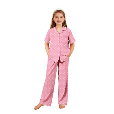 Imagem de Pijamas Arshiner para meninas, calças compridas de manga curta de 4 a 