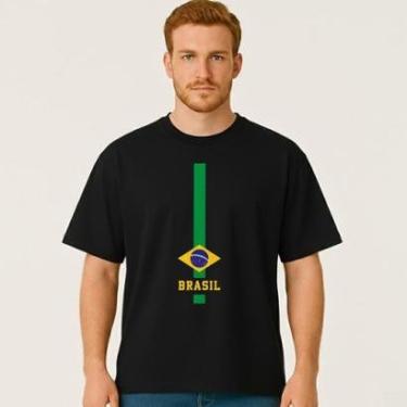 Imagem de Camiseta Oversized BRASIL Vertical Masculina Algodão Premium-Masculino
