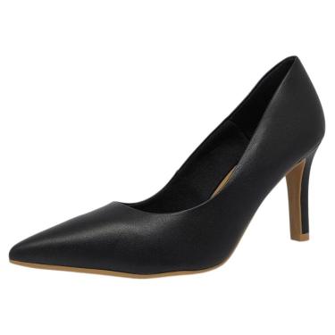 Imagem de Scarpin Feminino Couro Salto Médio Fino Elegante Usaflex