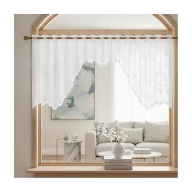 Imagem de Cortina Bando Renda Cascata Cozinha Floral 2,95x1,00 Variada - Beija F