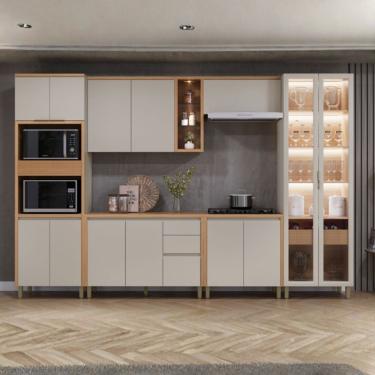 Imagem de Conjunto De Cozinha Allure 6 Peças Linea Brasil Jequitiba/gris Fosco