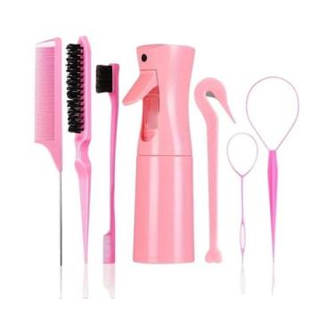 Imagem de Conjunto De 7 Peças De Ferramentas De Cabeleireiro: Pente De Cerdas Co