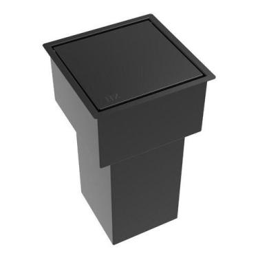 Imagem de Lixeira Quadrada Pintada Preto 5 L Para Bancada - Tampa Click - HZ