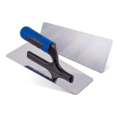 Imagem de Desempenadeira Aço Inox Lisa 10x08x24cm Cabo Emborrachado - Para Efeito Marmorizado
