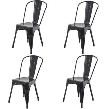 Imagem de Kit 4 Cadeiras Tolix Iron Titan Rivatti Aço Preto