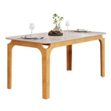 Imagem de Mesa Sala de Jantar 1,60m Tampo em Vidro Mel - DJ, Cedro/Off White