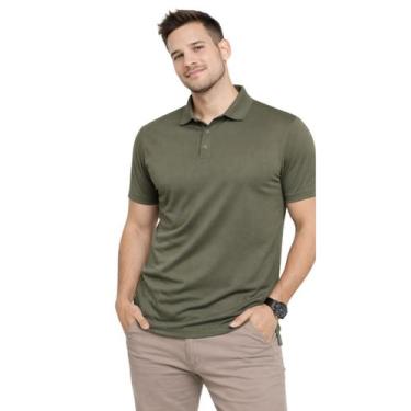 Imagem de Camisa Polo Masculina Poliamida Elastano Premium Cor:VerdeTamanho:G1 -