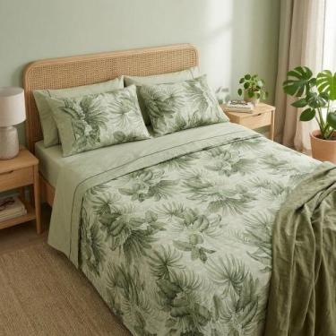 Imagem de Jogo de Lençol Cama Queen Karsten 100% Algodão Percal 4 peças Macio An