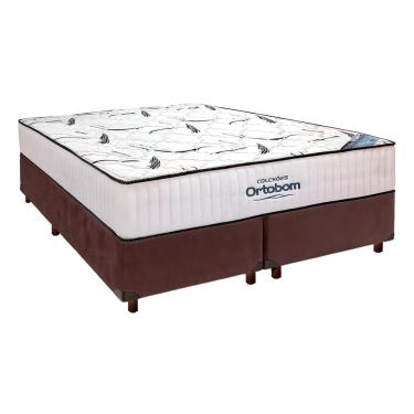 Imagem de Cama Box Marrom Bipartido  + Colchão Casal High Foam Ortobom