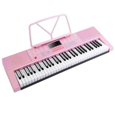 Imagem de Teclado musical 300 timbres 300 ritmos, 3 modos teaching, rosa - MXT
