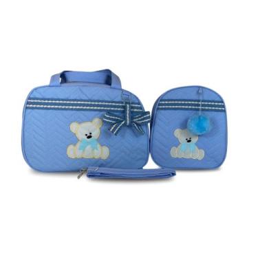 Imagem de Kit Bolsa Maternidade 2 Peças Grande Impermeável + Mochila + Trocador 