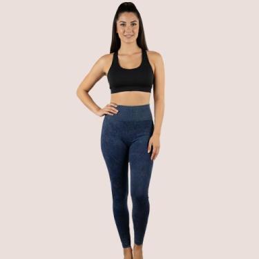 Imagem de Calça Legging Feminina Cintura Alta Leg Grossa Fitness - Blue Rose, Ma
