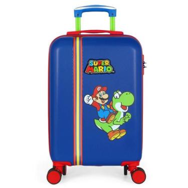Imagem de Mala de Bordo Infantil Viagens Super Mario Yoshi Rodas Dupla -, Azul