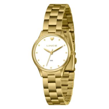 Imagem de Relógio LINCE feminino coração dourado branco LRGH291L30 B1KX