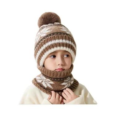 Imagem de Conjunto De Gorro E Cachecol De Lã Macia Para Meninos E Meninas, Chapé