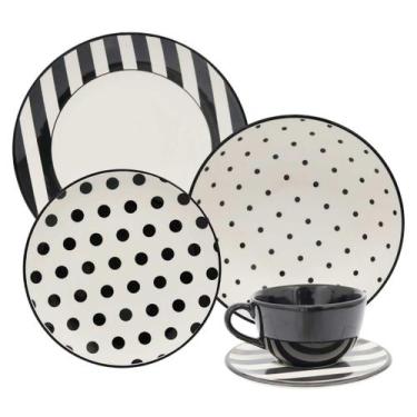 Imagem de Aparelho de Jantar e Chá 40 Peças Oxford Stripes And Dots