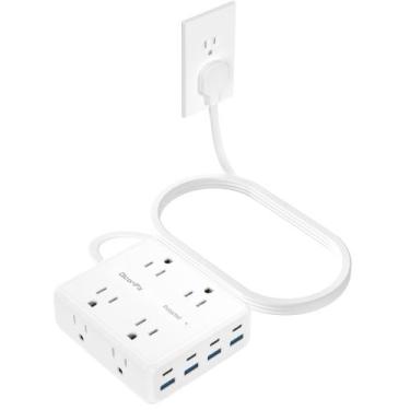 Imagem de Filtro de linha Olcorife com 8 tomadas AC, 8 portas USB, cabo de 3 m, 