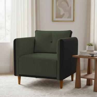 Imagem de Poltrona Decorativa Para Sala Recepção Consultório Aviv Luxo Corino e Linho