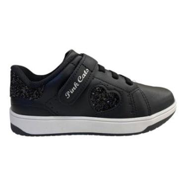 Imagem de Tenis Infantil Menina Pink Cats Sintético Brilho Calce Fácil V4742 Preto-Feminino