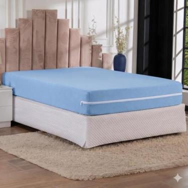 Imagem de Protetor de Capa de Colchão Azul Cama Box Malha Queen Premium - Nura