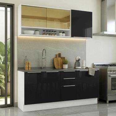 Imagem de Armário de Cozinha Compacta 180 x 60 cm Branco/Preto Lux Madesa 05
