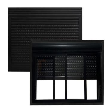 Imagem de Janela De Correr Integrada Giusto 120x120cm Com Guarnição Preto - Alum