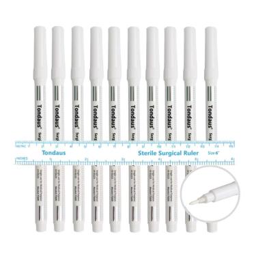 Imagem de Kit Caneta de Marcação Cirúrgica Tondaus 1.0MM TS05 para Procedimentos Cirúrgicos e Microblading Ponta 1,0 mm Branca