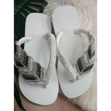 Imagem de chinelo Havainas customizada original top - Havaianas, Branco folha, 3