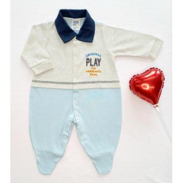 Imagem de Macacão Longo em Malha com Pala Pontilhada - Nethuno Baby, Azul claro,