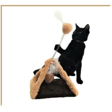 Imagem de Brinquedo Pirâmide Para Gato Em Pelúcia Com Bolinhas E Penas - São Pet