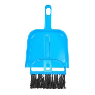 Imagem de Mini Vassoura Com Pá Colorida Limpeza Poeira Lixo - Fenima, Azul